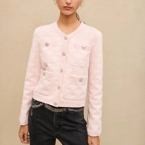 MAJE Pink textured knit cardiganSize: US S/ FR 1